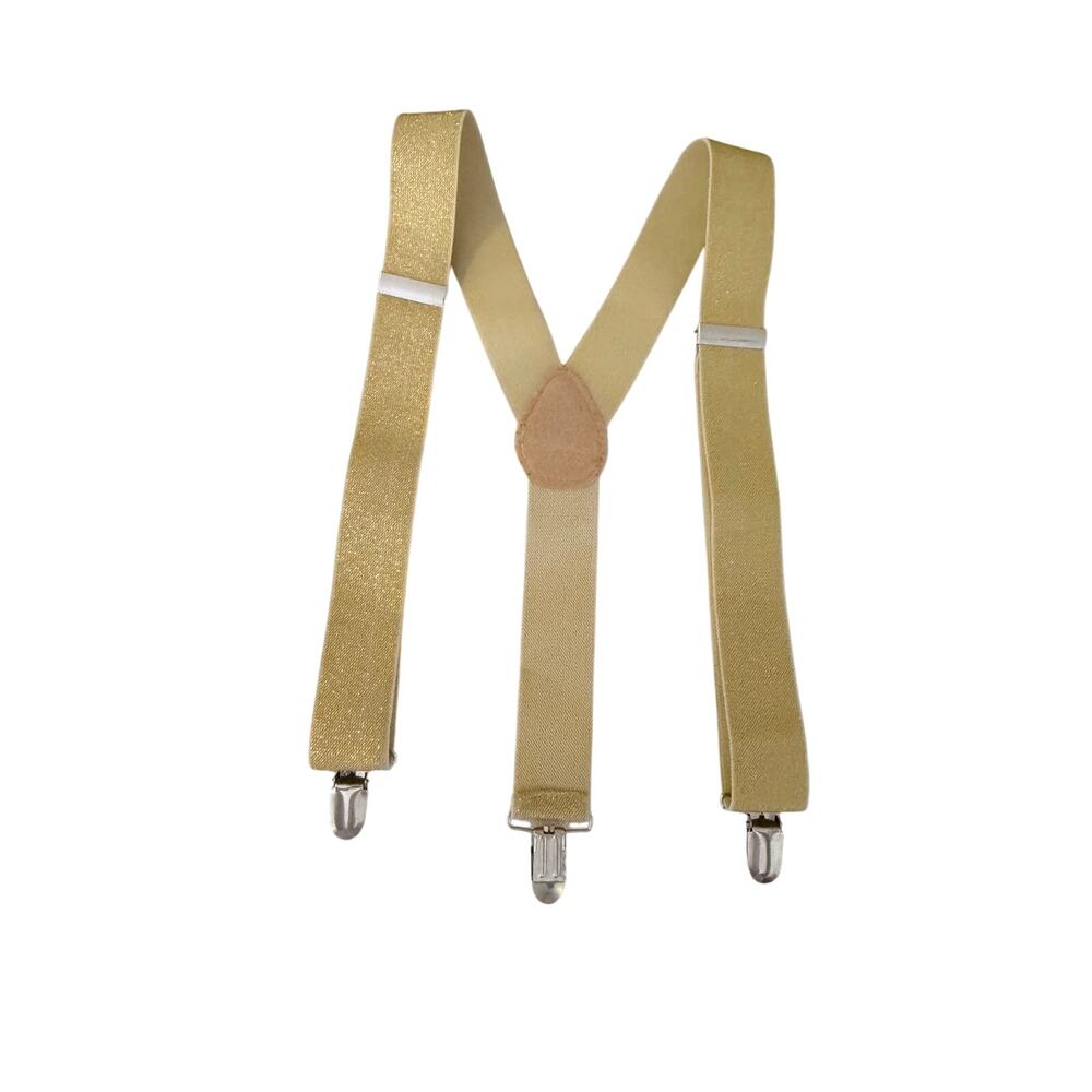 Glittery gold stretch clip suspenders wedding guest menswear fun non traditional